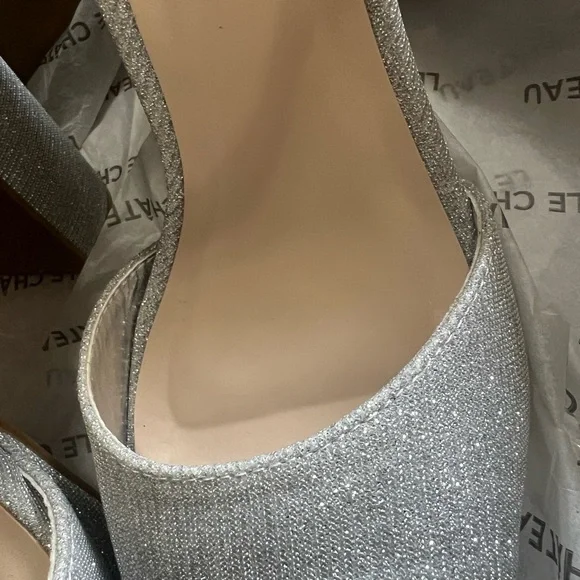 Le Chateau Sparkling Silver Women's Heels - Picture 4 of 6